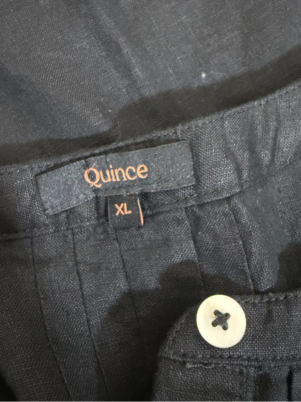 Quince 100% European Linen Swing Dress Womens XL Black Short Sleeve Pockets - Picture 10 of 12